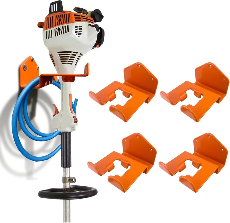 OSROENE Weedeater Hanger, 4 Pack Weed Eater Hanger for Wall, Heavy Duty Weed Wacker Hooks for Garage, Garage Organization Storage Shed Organizer Mounted Trimmer Rack - Image 1